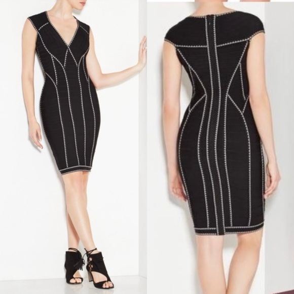 Herve Leger Silvija geometric jacquard bandage dress size XS extra small